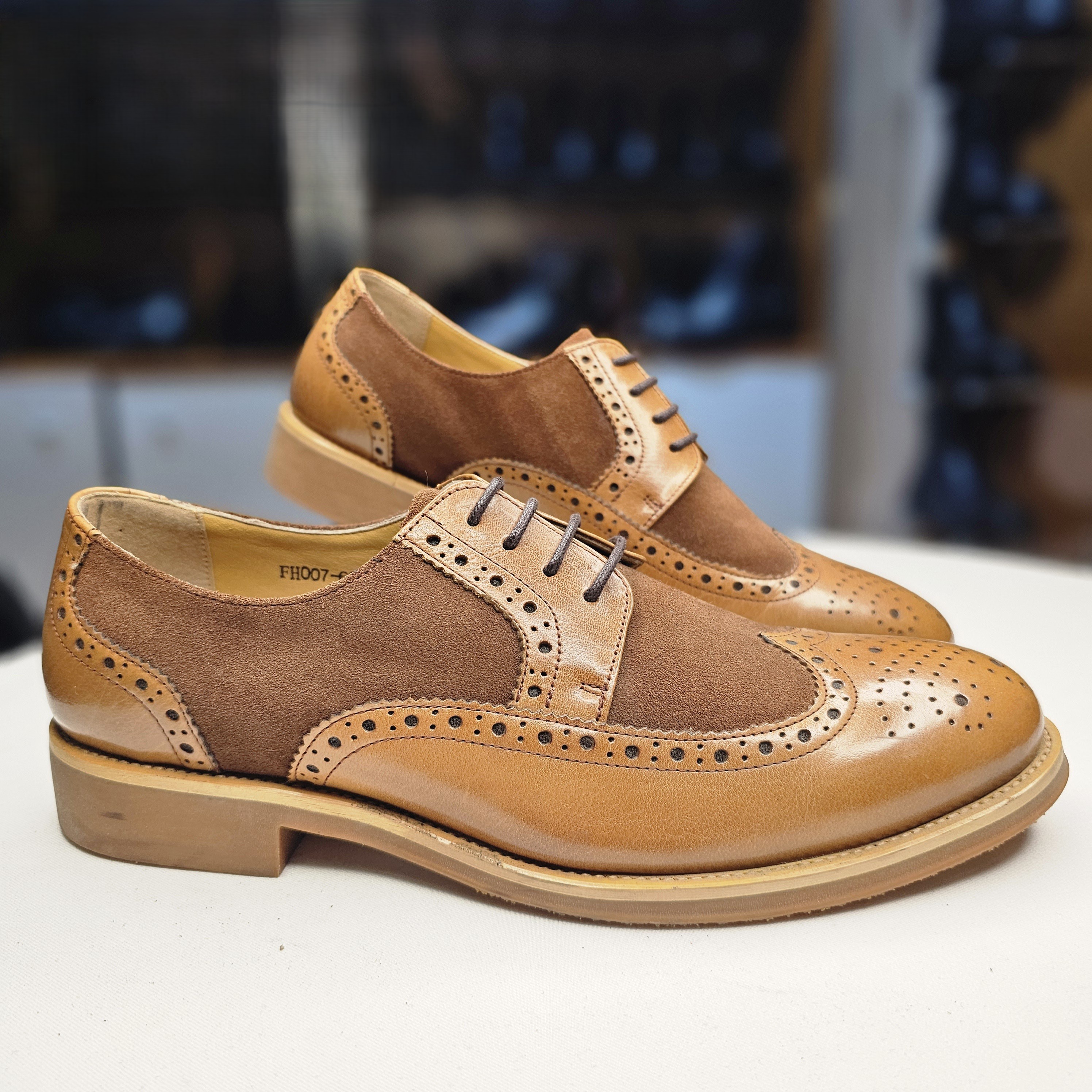 Эрэгтэй бор Brogue Wingtip классик ботинк