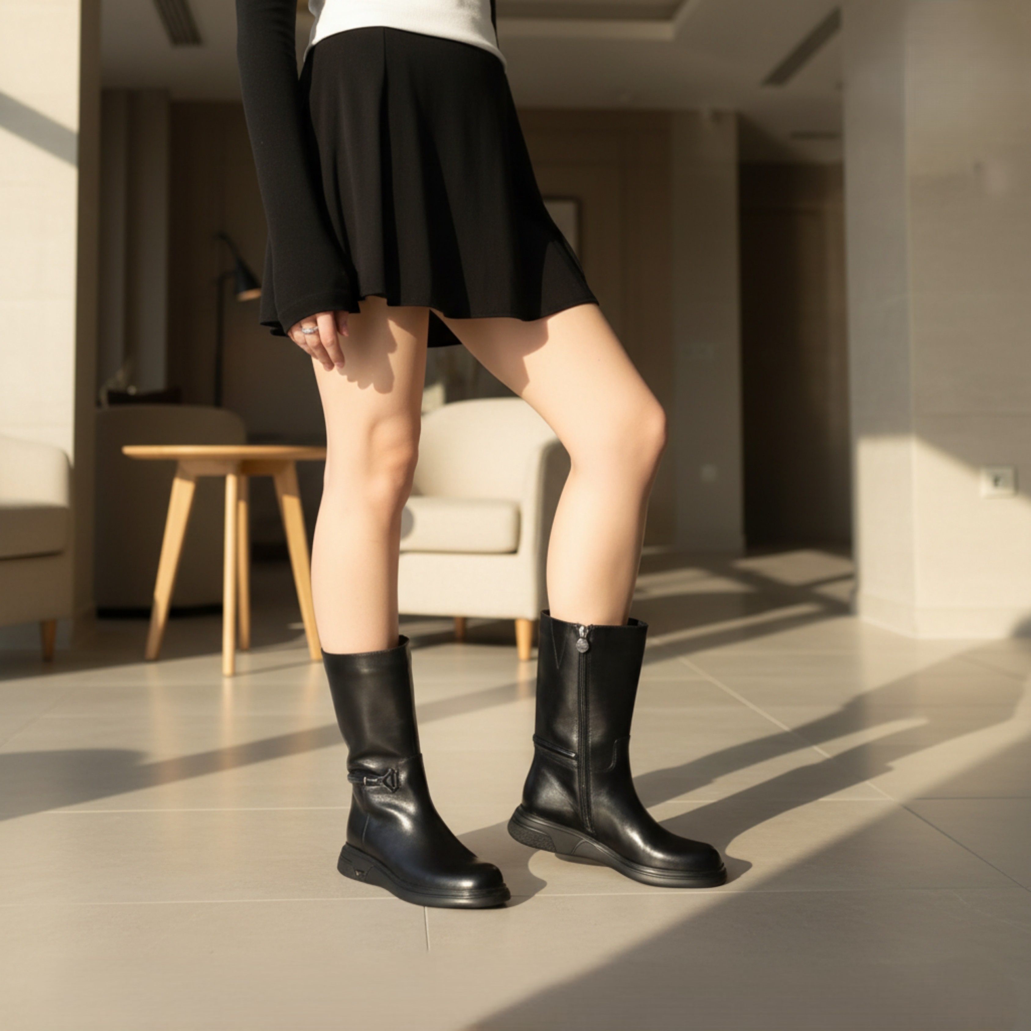 Хар арьсан Mid-Calf Boots
