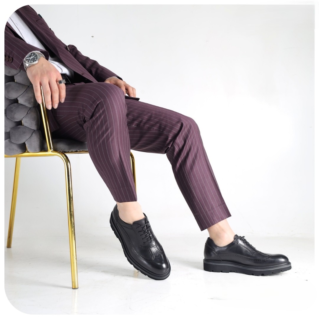 Хар арьсан Wingtip Brogue Derby ботинк
